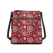 Boho-Handtasche mit Mandala-Print, Umhängetasche aus PU-Leder, Mini-Satteltasche mit verstellbarem, breitem Riemen, ideal für Reisen und Shopping