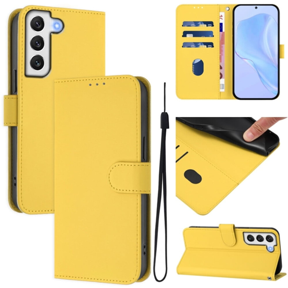 Pu Leather Wallet Case Compatible With Samsung Galaxy S21 Fe 5G Â Magnetic Flip Folio, 3-Card Holder & Wrist Strap, Yellow 9165521683314