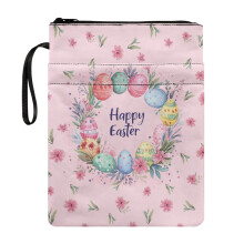 Buchhülle mit Oster- und Blumenmuster, wiederverwendbar, waschbar, aus Polyester, mit praktischer Tasche und leicht zu transportieren