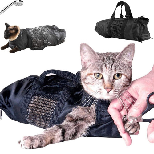 Cat grooming bag heavy duty mesh adjustable