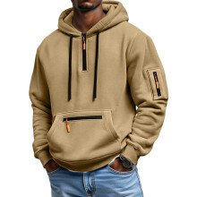 Sweat-shirt de sport décontracté pour homme, à capuche, épais, kaki, taille XXL