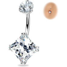 Real Solid G23 Titanium Belly Button Rings - 14G Internally Threaded 10mm Belly Ring Round Star Teardrop CZ Navel Rings for Women