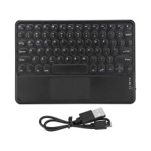 Portable Wireless Keyboard with Touchpad, Ultra Slim Rechargeable Bluetooth Keyboard for Android iOS Windows Mac, Featuring Round Keycaps and Noise