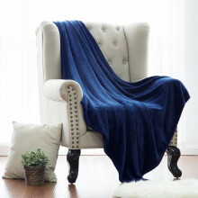 Plaid polaire bleu pour canapé - Couverture et jeté légers, moelleux et doux pour canapé, 152 x 208 cm