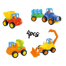 Inertia Toy Cars for Toddlers – Friction-Powered Tractor, Bulldozer, Dumper, Cement Mixer – Early Educational Push & Go Vehicles Gift (4PCS)