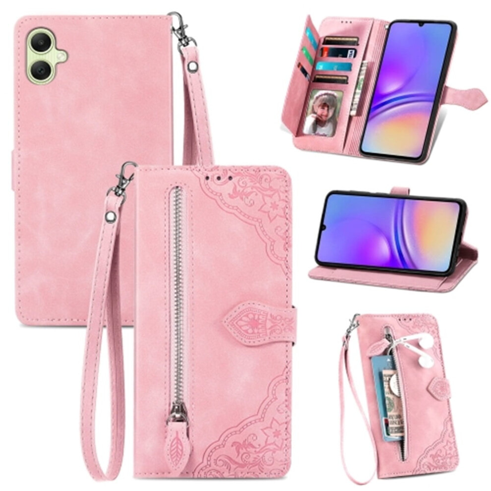 Compatible With Samsung Galaxy A05 6.7" Wallet Case Â Pu Leather Magnetic Flip, Lanyard, Wristlet & Zipper Card Holder 9165521683802