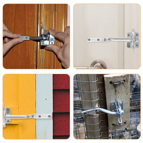 2Sets Silver Metal Gate Lock with Automatic Latch for Fence Door 2