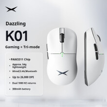 Mouse de gaming wireless EWEADN K01, trimodal, performanță ridicată, durată lungă de viață a bateriei, design ușor pentru gaming, eSports și