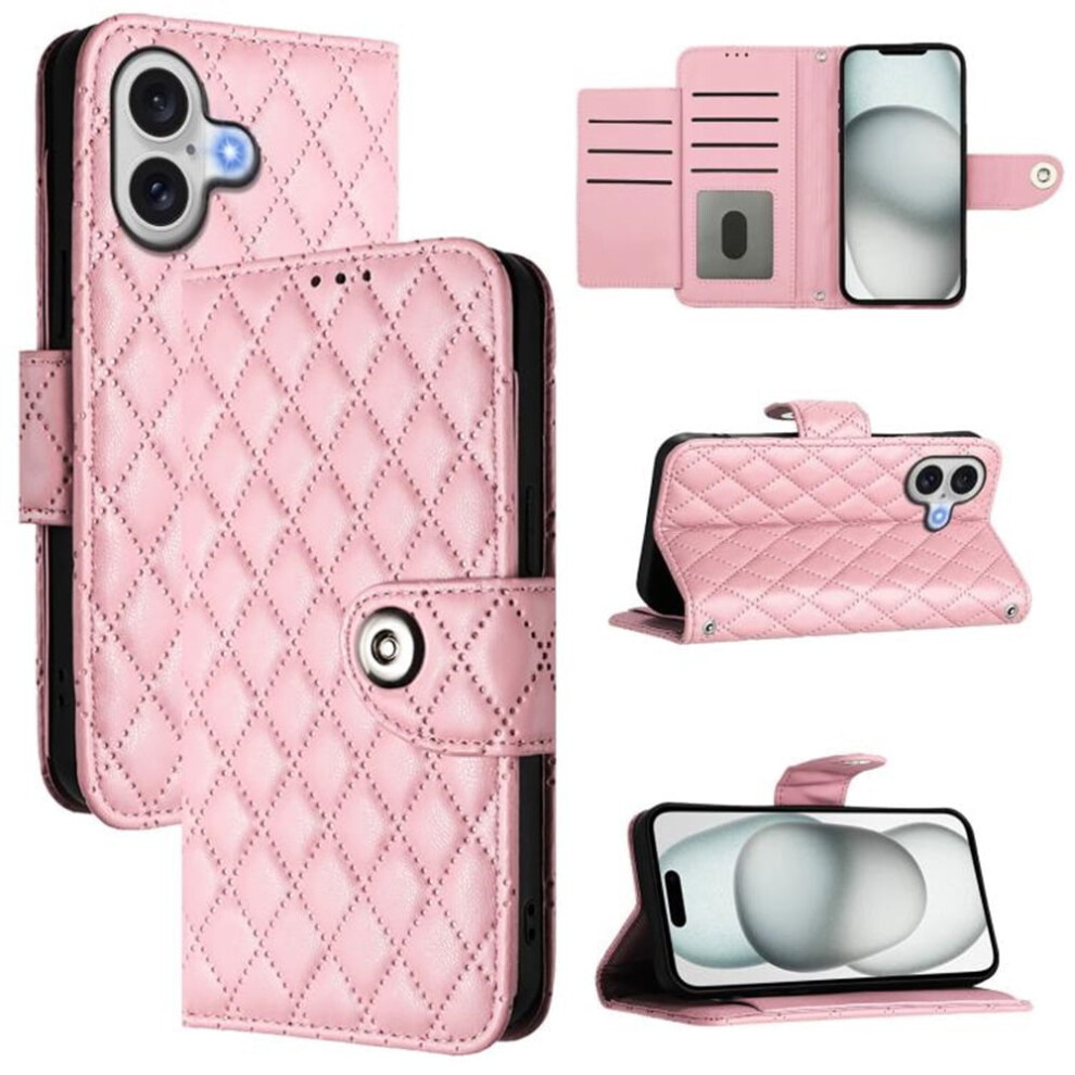 Pu Leather Wallet Case For Iphone 16 Argyle Magnetic Pink 9087558921910
