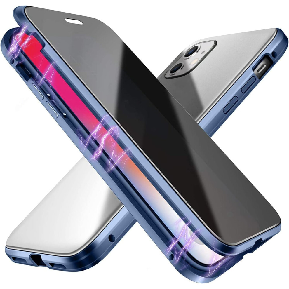 Double-Sided Tempered Glass Case For Iphone 11ÂMetal Frame, Magnetic Closure, Hd Clear Shellâ Blue 9130661968898