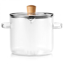 Vase de gătit din sticlă durabile, cratiță din sticlă cu capac, oală la foc mic ușor de curățat, oală de gătit borosilicată de 2,3 l,