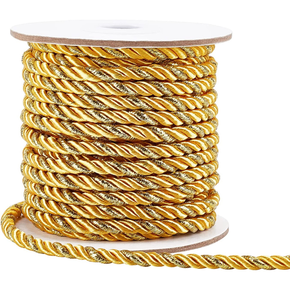 5Mm Gold Cord Rope, 15 Yards Metallic Twine, 3-Ply Polyester Shiny Cord For Home Decor, Upholstery, Curtain Tiebacks, Graduation Honor Cords Â 9165521684441