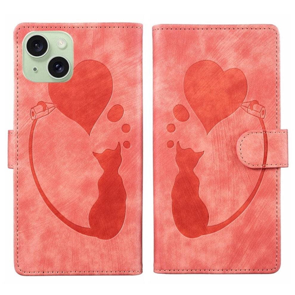 Pu Leather Flip Wallet Case For Iphone 15 6.1 Inch Orange 9165521195916