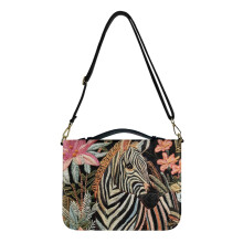 Zebra Flower Print Bible Cover – PU Leather, Waterproof, Zipper, Strap & Handle, Compatible with Standard Bibles