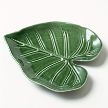 Ceramic Spoon Holder for Stove – Leaf-Design Countertop Utensil Rack, Compatible with Spatulas & Cooking Tools