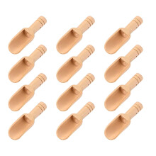 12 stuks mini houten lepeltjes, 7,4 cm kleine houten lepeltjes, mini massief houten lepeltjes voor suikerscrubs, kruiden, badzout en koken