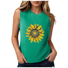 Women's Casual Loose Graphic Tank Top Green XL