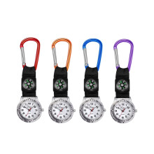 Clip On Watch with Compass Mountaineering Watch Simple Purple 1Pack