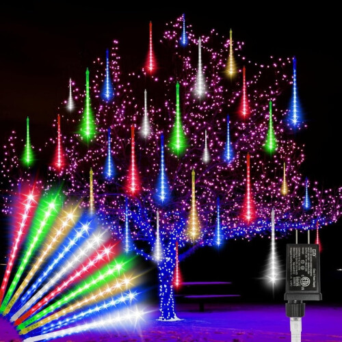 Φωτάκια LED 12" εξωτερικού χώρου με σχήμα παγοκρύσταλλου Meteor Shower, 10 σωλήνων/240 LED,
