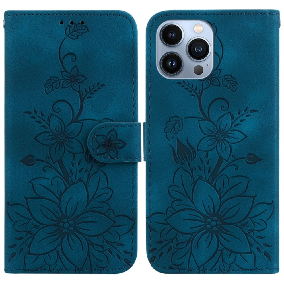 Pu Leather Flip Wallet Case With Magnetic Closure & Card Slots, Compatible With Iphone 14 Pro 6.1" Blue 9152228571488