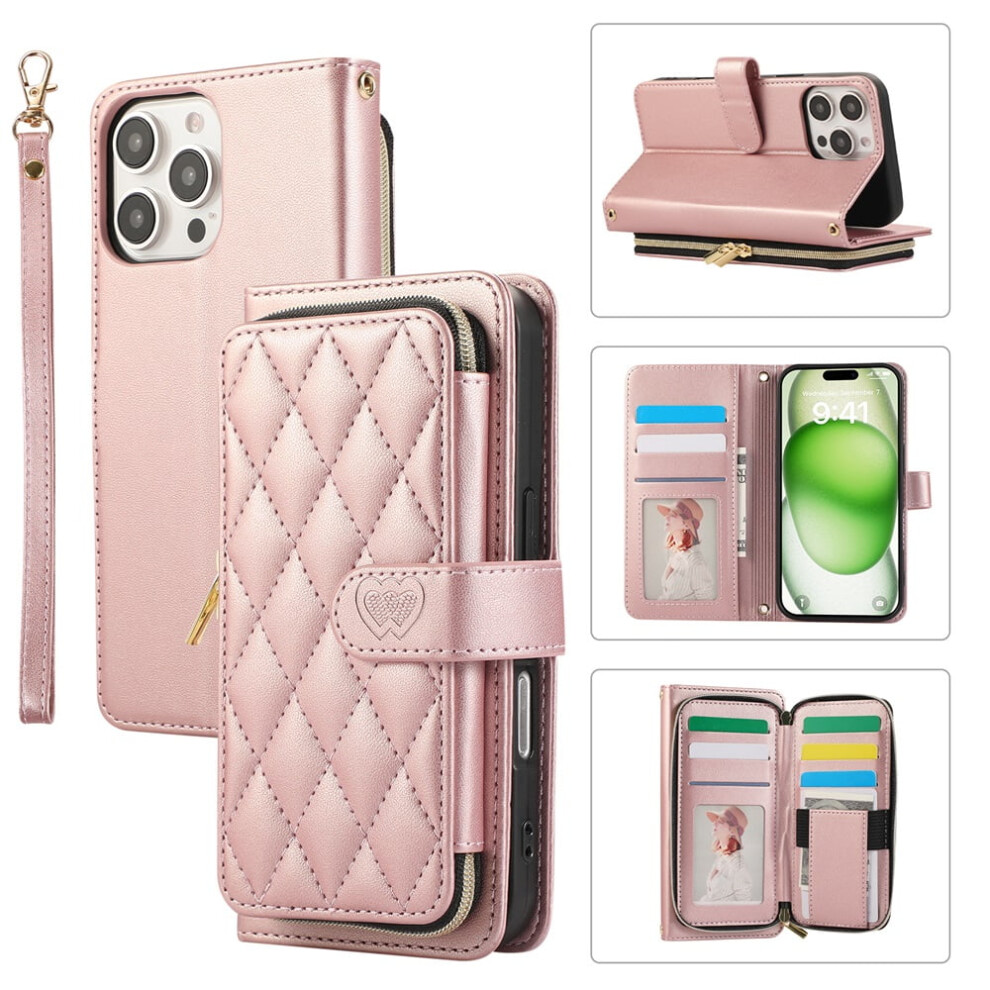 Leather Wallet Case For Iphone 16 Pro Max 6.9" With Strap, 9180435625311