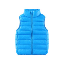 Chaleco acolchado de plumas para niños y niñas, sin mangas, cortavientos, plegable, cálido para invierno, color azul, 7-8 años.