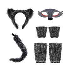 Masque de loup-garou et gants à queue gris pour Halloween