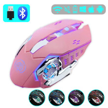 Ratón para juegos inalámbrico, recargable, RGB, mecánico para PC