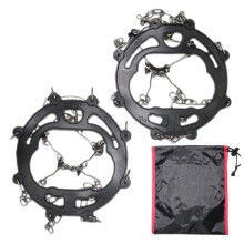 2-Piece Lightweight Ice Spikes for Shoes – Anti-Slip Crampons for Winter Hiking, Walking, Climbing, Fishing, Running, Commuting; Compatible with
