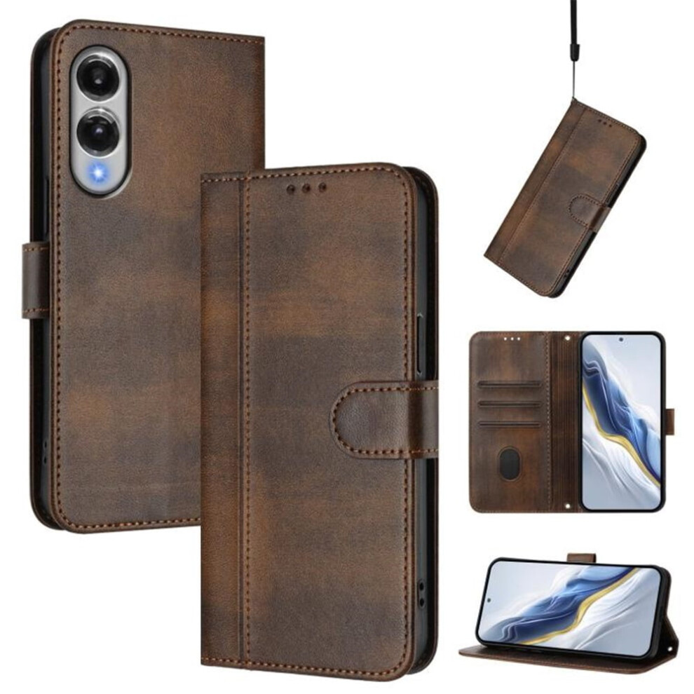 Wallet Flip Leather Tpu Case With Card Holder & Wrist Strap For Samsung Galaxy S25 Edge 5G 6.7" Â Shockproof, Brown 9152228572584