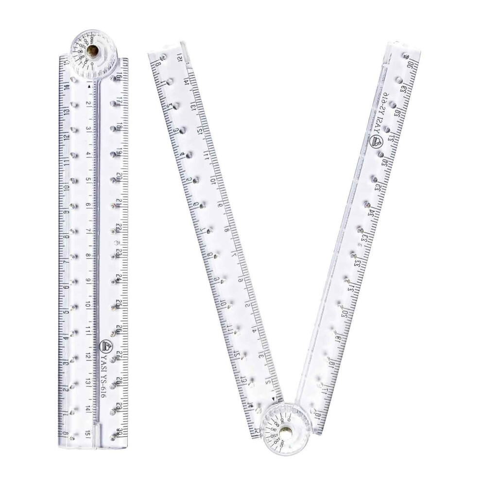 Multipurpose Ruler30cm, Transparent Foldable Drawing Ruler With180 Protractor And Precisely Scale Markings, Adjustable Angle Measuring Tool For 9083649415658