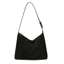 Umhängetasche für Damen, Schultertasche aus Wildlederimitat mit verstellbarem Riemen für Alltag, Reisen und Arbeit (Schwarz)
