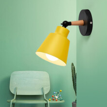 Applique murale, Lampe murale, Luminaire mural moderne en fer et bois, Éclairage de chevet ou de couloir, Lumière directe pour la lecture et le