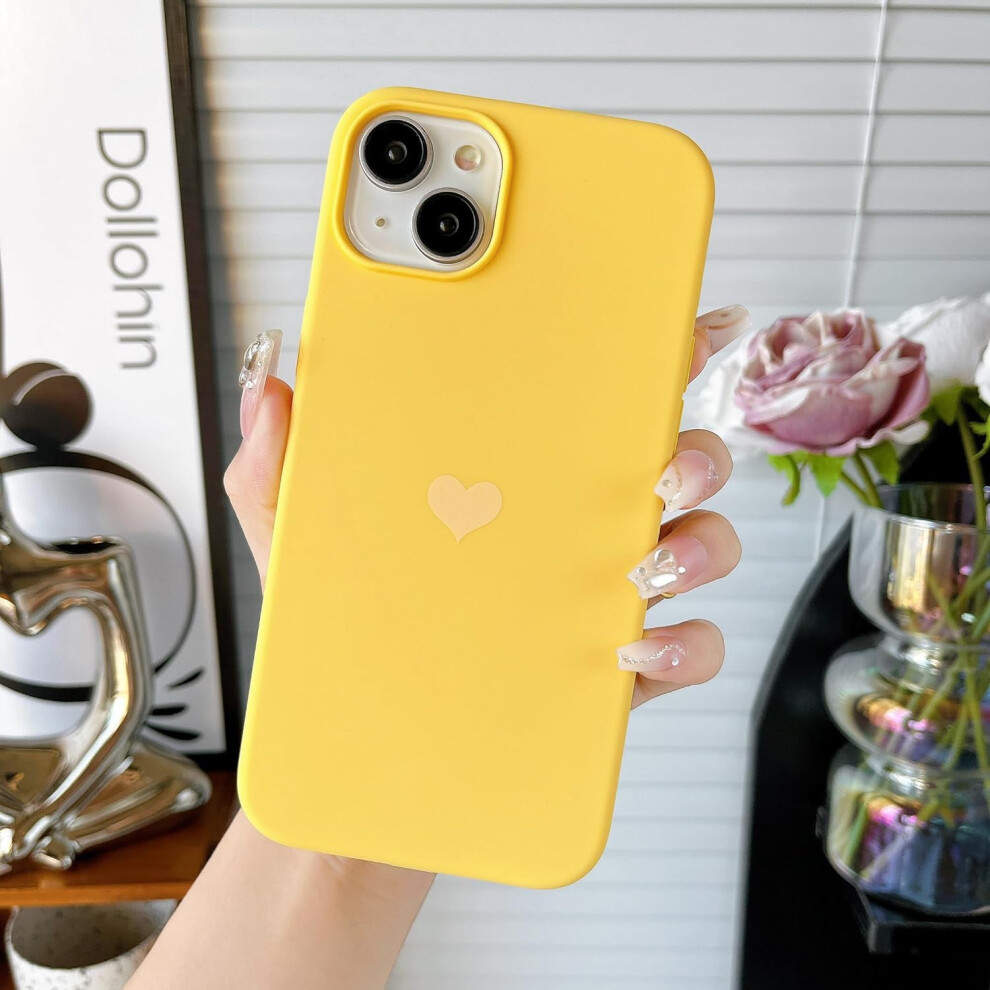 Cute Heart Iphone 15 Case Â Soft Silicone, Anti-Scratch Microfiber Lining, Yellow 9165521682836