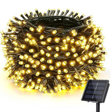 Guirlande lumineuse solaire d'extérieur étanche, allumage et extinction automatiques, 8 modes d'éclairage avec fonction mémoire, guirlande