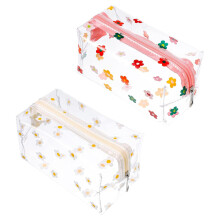 Organisateur de cosmétiques à motif floral, trousse de maquillage transparente et résistante aux déchirures, pochette de voyage légère et