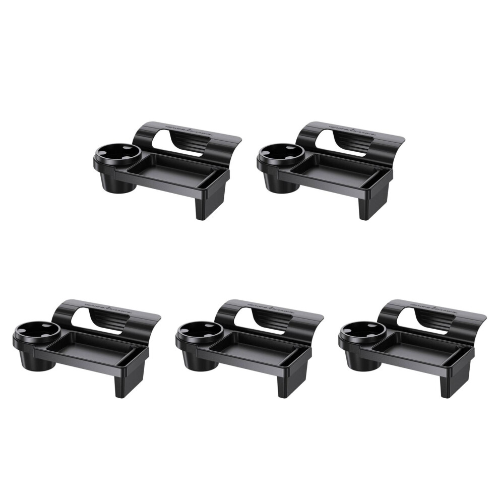 5Pcs Car Side Door Organizer Abs+Tpr With Cup And Storage Holder Black 3711399423895