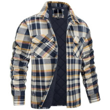 Flannelskjorte til mænd, langærmet vintage ternet skjorte med hætte, fortykket løs pasform til efterår og vinter, lavet af