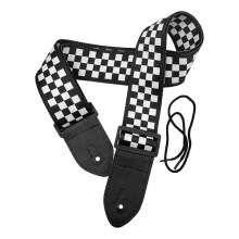 Black And White Guitar Strap With Breathable Fabric, Universal Compatibility For Electric Acoustic Bass, Soft Polyester With Stylish And Practical
