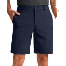 Herre golfshorts med elastisk linning, elastisk stoff, lette, hurtigtørkende, avslappede shorts i chino-stil, flat frontdesign med flere lommer for