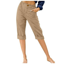 Lässige Loungehose für Damen, elastischer Bund, kurze Hose, hoher Bund, bequem, gerades Bein, lockere Passform, leichte Sommer-Strandhose, trendig