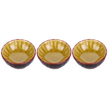 3Pcs Ceramic Dipping Sauce Bowls Yellow Condiment Plates for Picnic