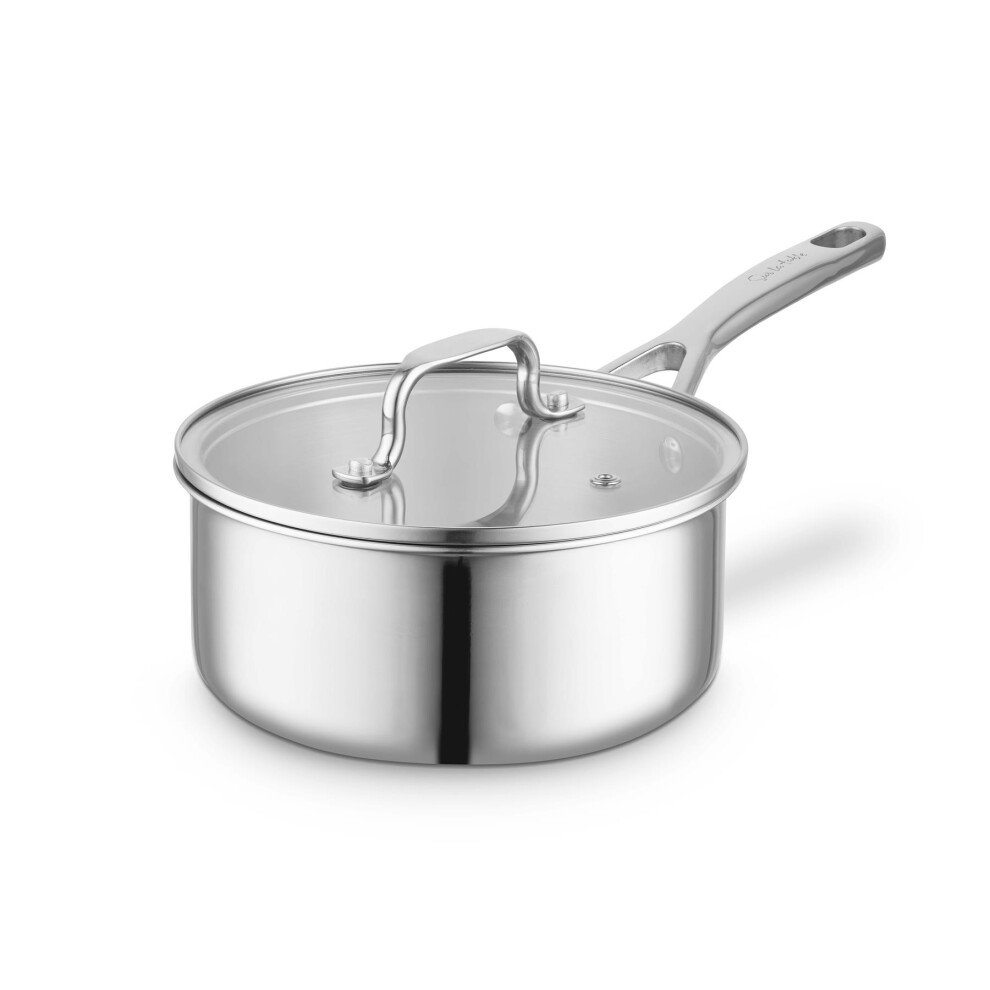 Sur La Table Unisex Grey Tri-Ply 16Cm Saucepan With Tempered Glass Lid, Satin Interior Finish, Induction Compatible, Stainless Steel In - Image 3