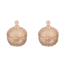 2Pcs Golden Glass Canisters with Lids Airtight Candy and Sugar Storage