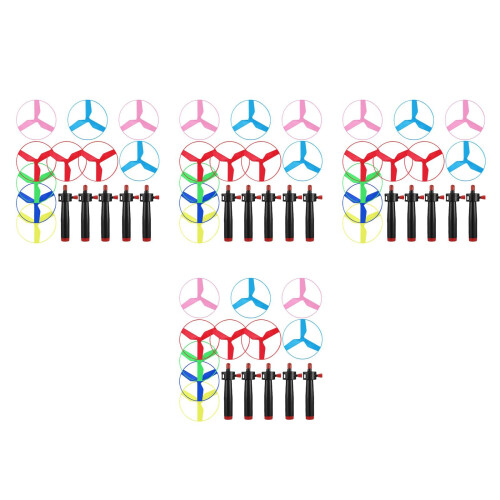 4Sets Plastic Pull String Flying Disc Toy Kids Outdoor Fun