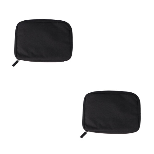 2Stk Data Cable Storage Case Mit Glattem Reißverschluss Schwarz