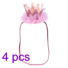 4Pcs Baby Girl Headbands Elastic Mesh Crown Hair Accessories As Shown