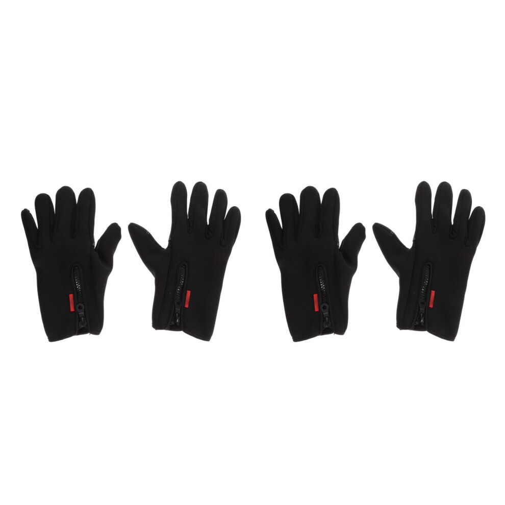 2Pairs Winter Warm Cycling Gloves 2 Fingers Cut Anti-Slip Mitts Black 3711318833743