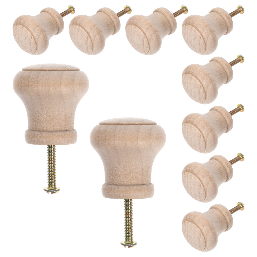10Pcs Durable Round Wood Pulls Beige Drawer Handles For Dressers 3711318825458