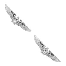 2Pcs Eagle Car Decals Metal 3D Silver Stickers for Suv and Truck Decor